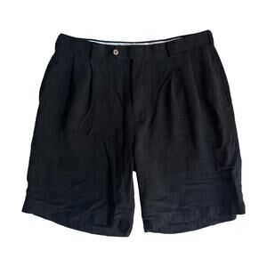 Jos A Bank 100% Silk Dress Shorts Mens 35 Black Flat Front Classic Fit